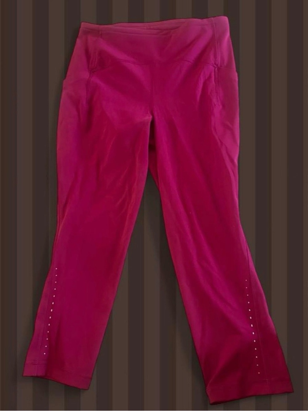 lululemon athletica Deep Pink Cropped Leggings with Hem Perforation
